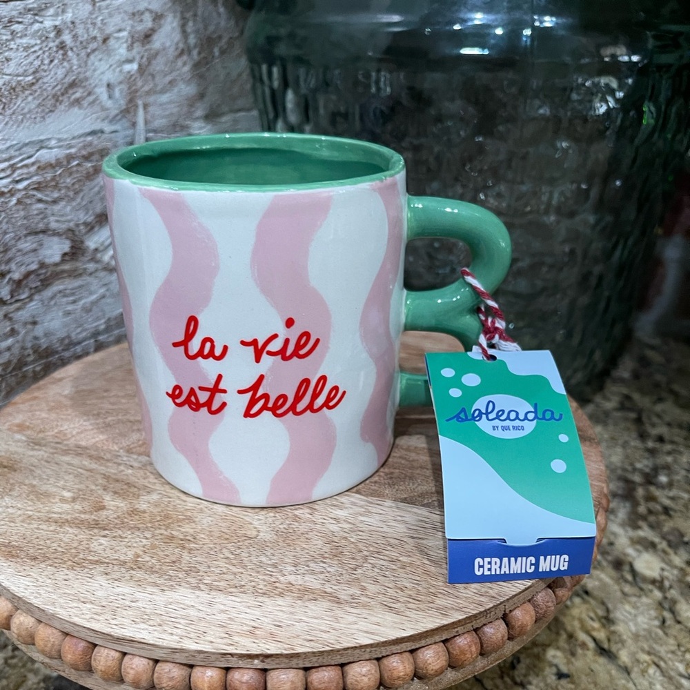 Soleada by Que Rico ceramic mug - LA VIE EST BELLE brand new!  Luxury! Colorful